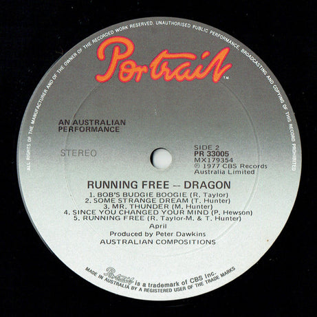 Dragon (5) : Running Free (LP, Album)
