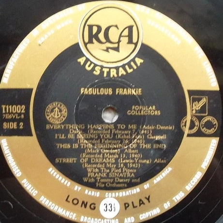 Frank Sinatra : Fabulous Frankie (10", Comp, Mono)
