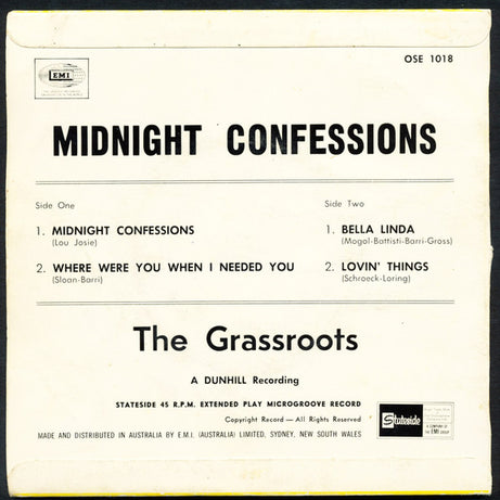 The Grass Roots : Midnight Confessions (7", EP)