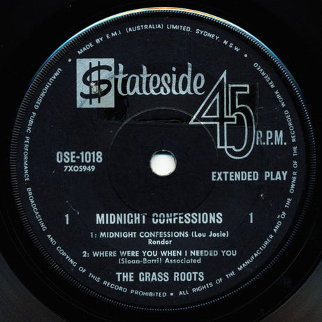 The Grass Roots : Midnight Confessions (7", EP)