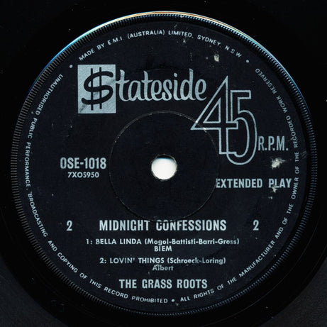 The Grass Roots : Midnight Confessions (7", EP)