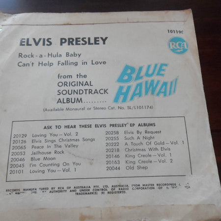 Elvis Presley : Can't Help Falling In Love / Rock-A-Hula Baby (7", Single, 3 P)