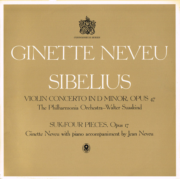 Ginette Neveu, Jean Sibelius, Josef Suk (2) : Violin Concerto In D Minor, Opus 47 / Four Pieces, Opus 17 (LP, Comp, Mono, Club)