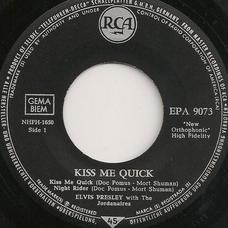Elvis Presley : Kiss Me Quick (7", EP, S7)