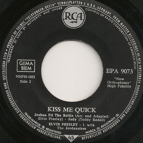 Elvis Presley : Kiss Me Quick (7", EP, S7)