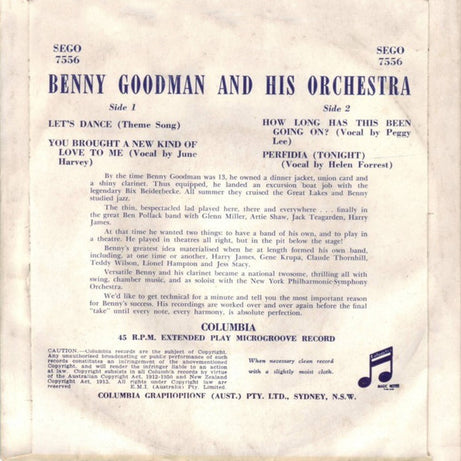 Benny Goodman And His Orchestra : Let's Dance (Theme Song) (7", EP)