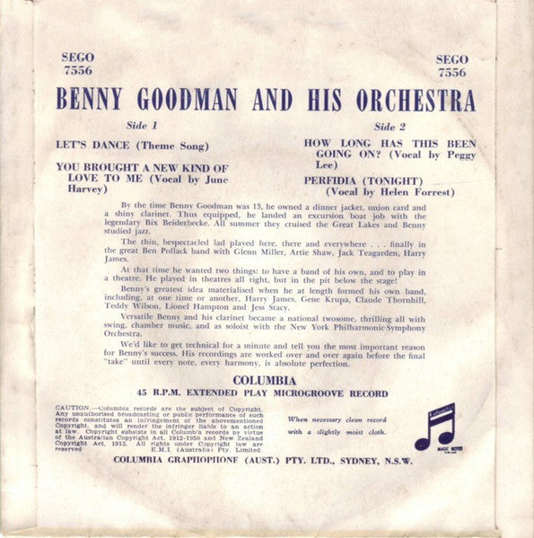 Benny Goodman And His Orchestra : Let's Dance (Theme Song) (7", EP)