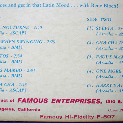 Rene Bloch : The Latin Moods Of Rene Block (LP, Album)