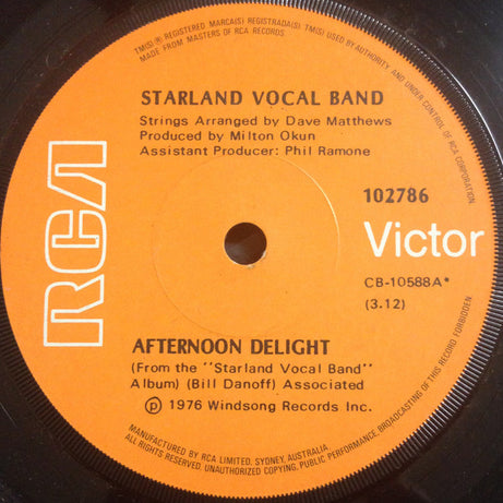 Starland Vocal Band : Afternoon Delight (7", Single)