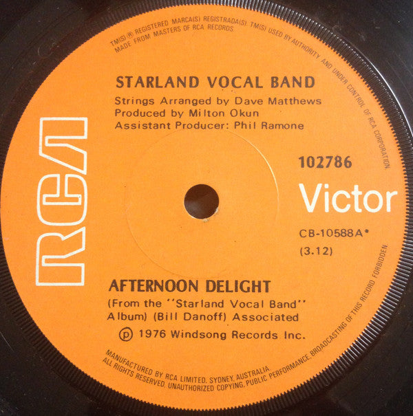 Starland Vocal Band : Afternoon Delight (7", Single)