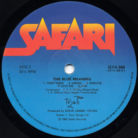 Toyah (3) : The Blue Meaning (LP, Album)