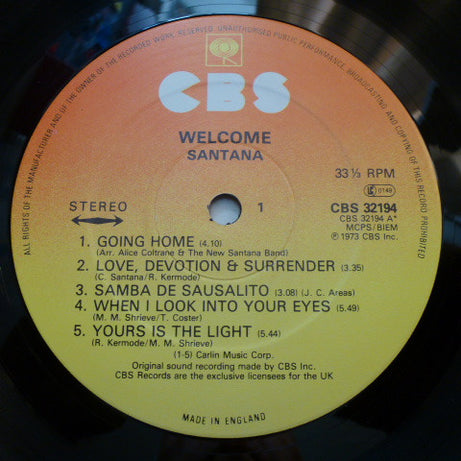 Santana : Welcome (LP, Album, RE)