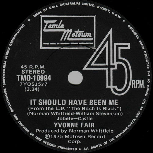 Yvonne Fair : It Should Have Been Me (7", Single)