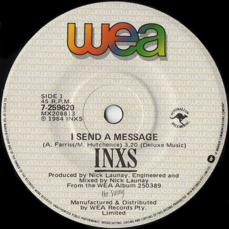 INXS : I Send A Message (7", Single, Fli)