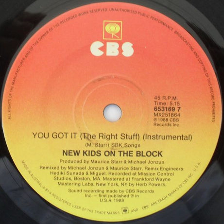 New Kids On The Block : You Got It (The Right Stuff) (7", Single)