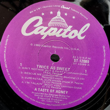 A Taste Of Honey : Twice As Sweet (LP, Album)