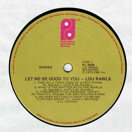 Lou Rawls : Let Me Be Good To You (LP, Album)