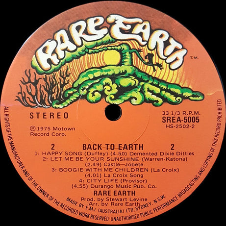 Rare Earth : Back To Earth (LP, Album)