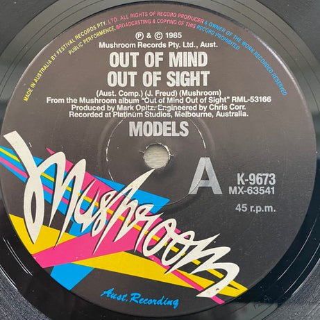 Models (2) : Out Of Mind Out Of Sight (7", Single, Pic)