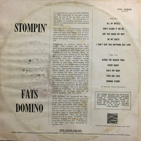 Fats Domino : Stompin' (LP, Comp, RE)
