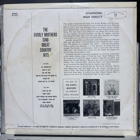 Everly Brothers : The Everly Brothers Sing Great Country Hits (LP, Album, Mono)