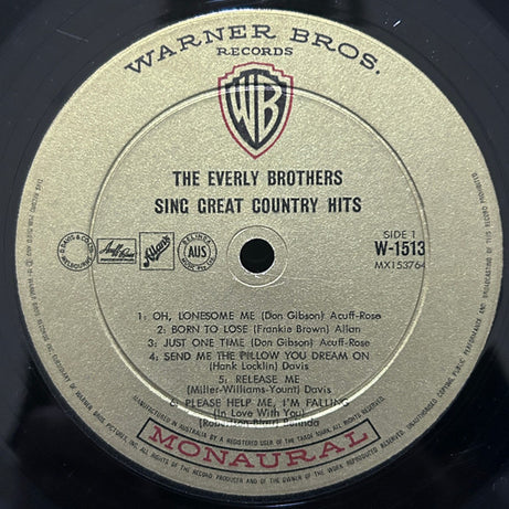 Everly Brothers : The Everly Brothers Sing Great Country Hits (LP, Album, Mono)