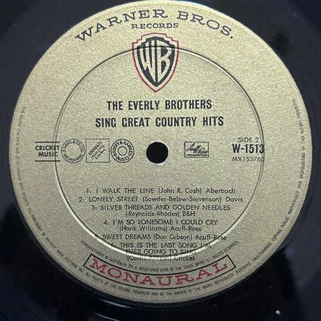 Everly Brothers : The Everly Brothers Sing Great Country Hits (LP, Album, Mono)