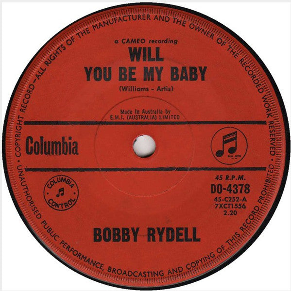 Bobby Rydell : Will You Be My Baby (7", Single)