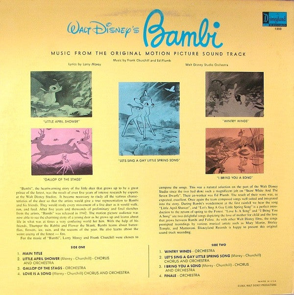 Walt Disney Studio Orchestra : Walt Disney's Bambi (LP, Album, RE)