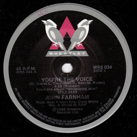 John Farnham : You're The Voice (7", Single)