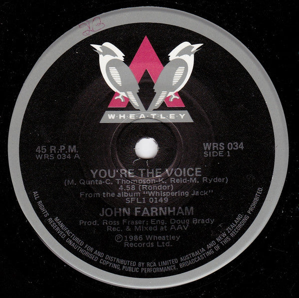 John Farnham : You're The Voice (7", Single)