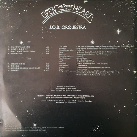 J.O.B. Orquestra : Open The Doors To Your Heart (LP, Album)