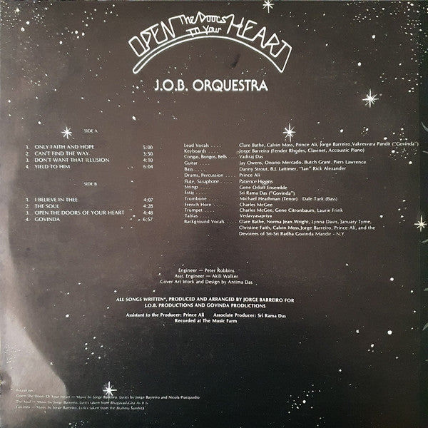 J.O.B. Orquestra : Open The Doors To Your Heart (LP, Album)