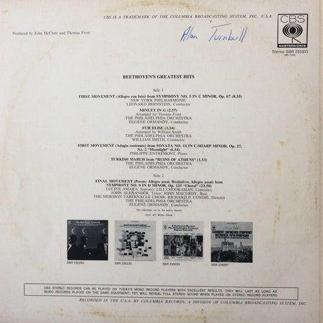 Beethoven* : Beethoven's Greatest Hits (LP, Comp)