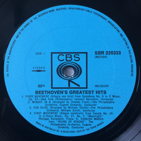 Beethoven* : Beethoven's Greatest Hits (LP, Comp)