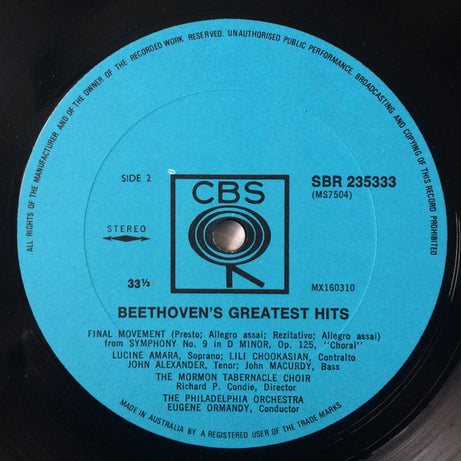 Beethoven* : Beethoven's Greatest Hits (LP, Comp)