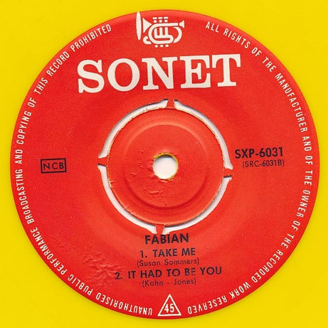 Fabian (6) : Kissin' And Twistin' (7", EP, Yel)