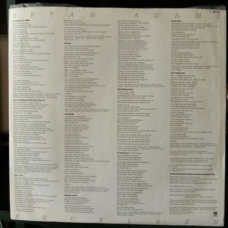 Bryan Adams : Reckless (LP, Album)