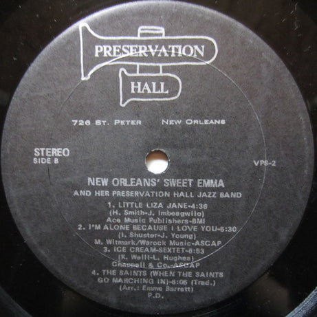 Sweet Emma And Her Preservation Hall Jazz Band : New Orleans' Sweet Emma And Her Preservation Hall Jazz Band (LP, Album, RE)