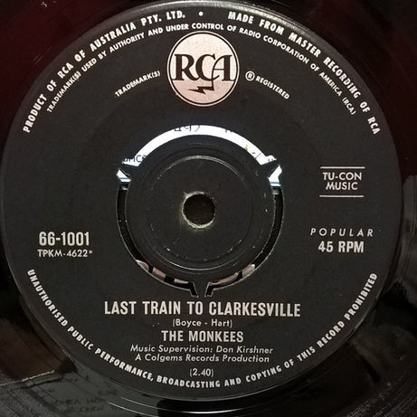 The Monkees : Last Train To Clarksville  (7", Single)