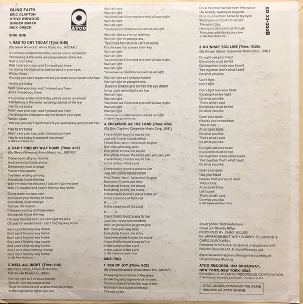 Blind Faith (2) : Blind Faith (LP, Album, MO )