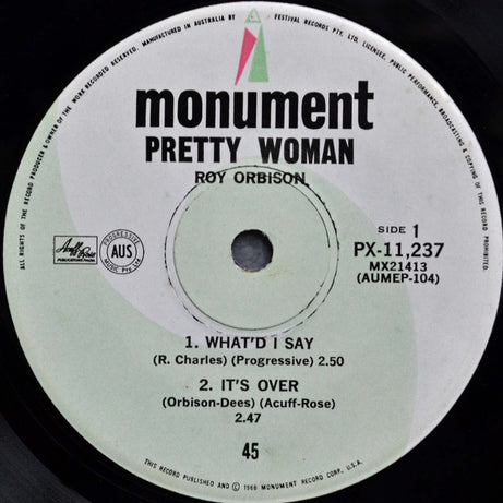 Roy Orbison : Pretty Woman (7", EP, RE)