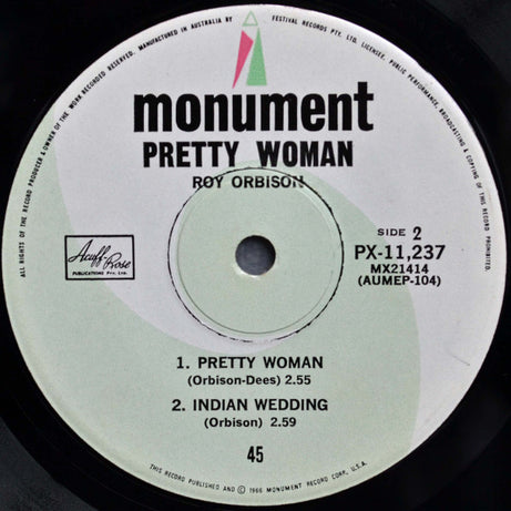 Roy Orbison : Pretty Woman (7", EP, RE)