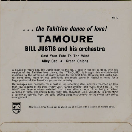 The Bill Justis Orchestra : Tamouré (7", EP, RP)