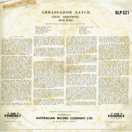 Louis Armstrong And His All-Stars : Ambassador Satch (LP, Mono)
