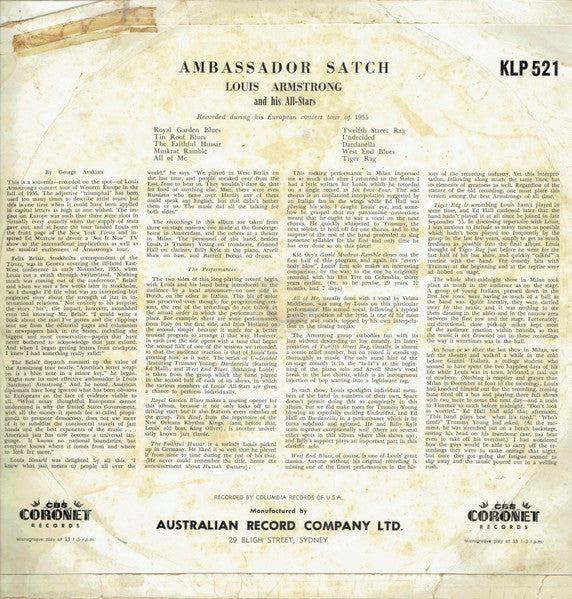 Louis Armstrong And His All-Stars : Ambassador Satch (LP, Mono)