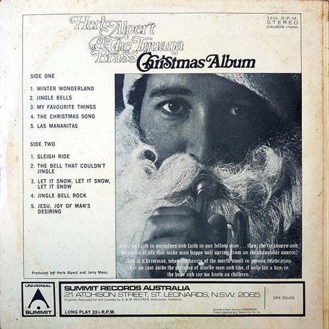 Herb Alpert & The Tijuana Brass : Christmas Album (LP, Album, RE)