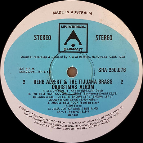 Herb Alpert & The Tijuana Brass : Christmas Album (LP, Album, RE)