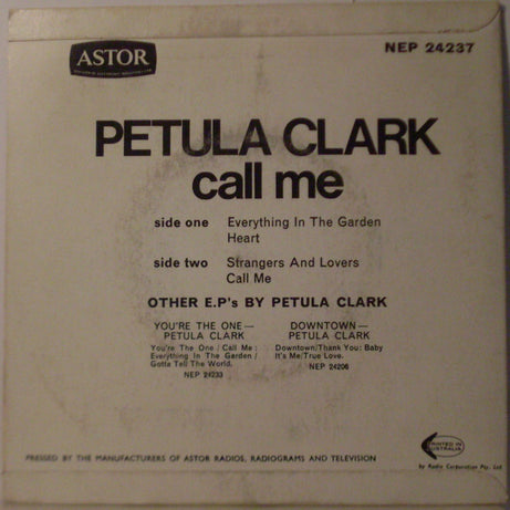 Petula Clark : Call Me (7", EP)