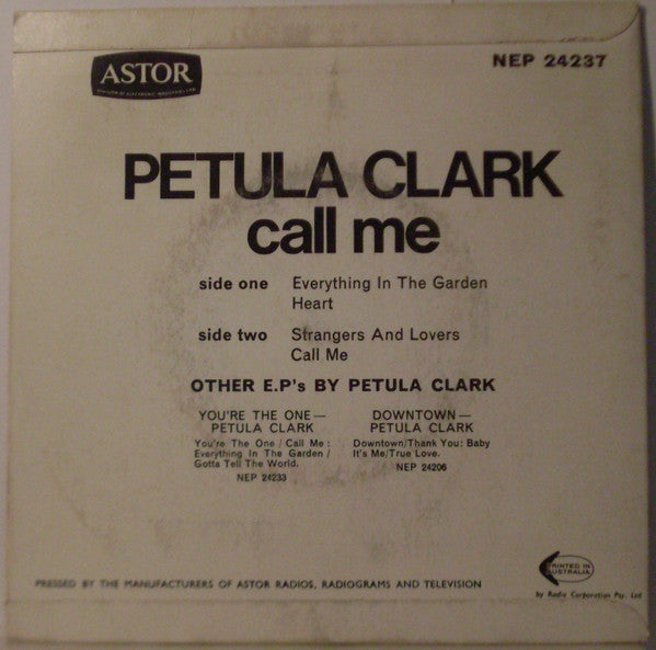 Petula Clark : Call Me (7", EP)